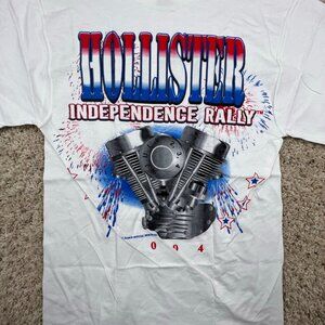 Vintage Biker Hollister Independence Rally 2004 T Shirt White Size Small Cotton